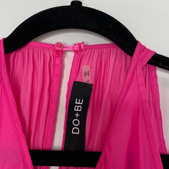 DO+BE HOT PINK PLEATED ROMPER SIZE LARGE - Picture 3 of 5